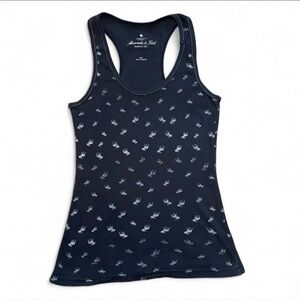 Y2K Abercrombie & Fitch Navy Blue All Over Moose Logo Racerback Tank Top S/M